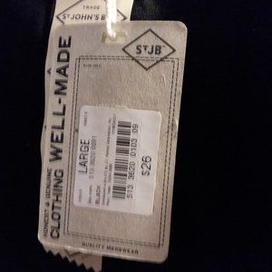 NEW WITH TAGS  SOLID  BLACK ST. JOHN'S  BAY SIZE LARGE SHORT SLEVE